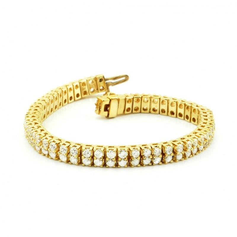 Bracelete de tênis redondo de diamantes básicos em ouro amarelo 14K 11 quilates - harrychadent.pt