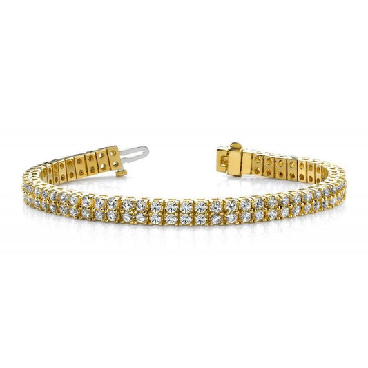 Bracelete de tênis redondo de diamantes básicos em ouro amarelo 14K 11 quilates - harrychadent.pt