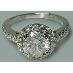 Round Engagement Ring Solitaire 2.72 Carats White Gold 14K