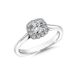 Round Halo Diamond Engagement Ring White Gold 14K 1.36 Carats