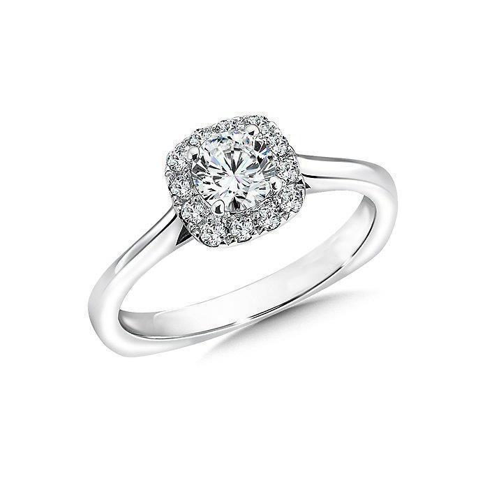 Anel de noivado de diamante redondo Halo em ouro branco 14K 1.36 quilates - harrychadent.pt