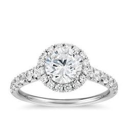 Round Halo Diamond Wedding Ring 1.50 Carats