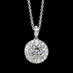 Round Halo Set Real Diamond Pendant 1.75 Carats Ladies Jewelry New