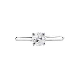 Round Lab Grown Diamond Old Cut Ring 0.75 Carats Solitaire Small Table Gold 14K