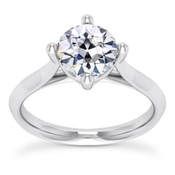 Round Old Cut Diamond Solitaire Ring Cathedral Set 2.50 Carats