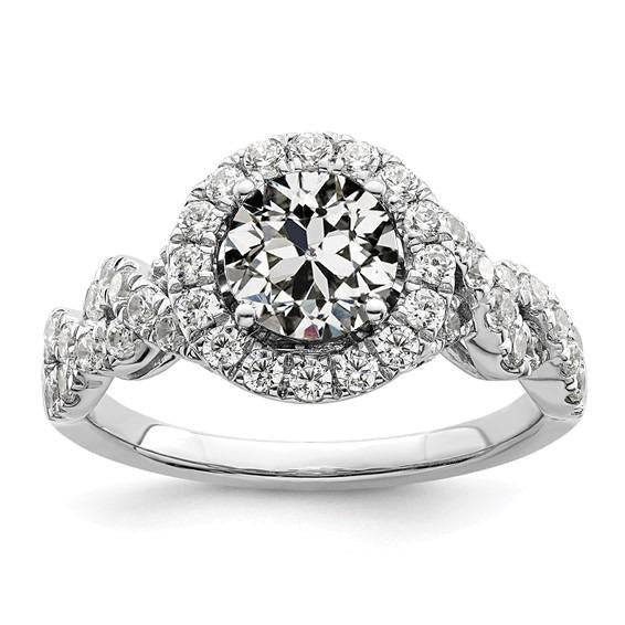 Anel de diamante europeu redondo antigo Halo Ring 3.75 quilates estilo infinito - harrychadent.pt