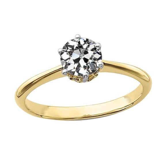 Anel de casamento redondo de diamante com corte de mina antiga 1.50 quilates - harrychadent.pt