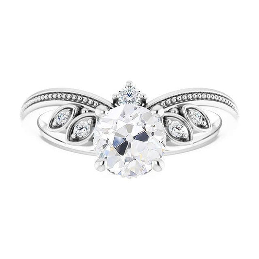 Anel de diamante redondo antigo de mineiro realçador de dente estilo frisado estilo 2.75 quilates - harrychadent.pt
