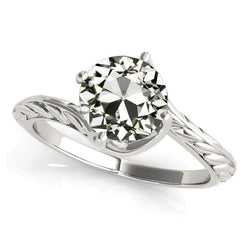 Round Old Miner Diamond Solitaire Ring Vintage Style 2.50 Carats