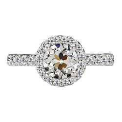 Round Old Miner Lab Grown Diamond Halo Anniversary Ring Gold 5.50 Carats