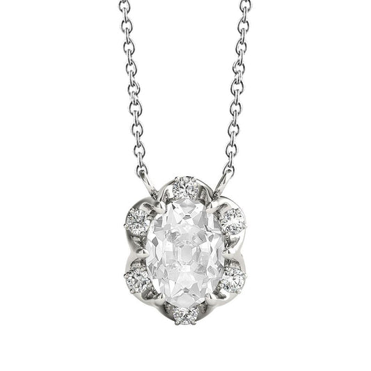 Pendente redondo e oval de minerador antigo halo diamante 4.50 quilates estilo flor - harrychadent.pt