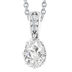 Round & Pear Old Miner Gold Lab Grown Diamond Pendant With Necklace 3.50 Carats