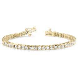 Round & Princess 7.35 Carats Diamond Tennis Bracelet Yellow Gold 14K