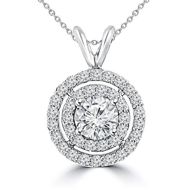 Colar com pingente redondo de diamante em forma de círculo 3,50 quilates em ouro branco 14K - harrychadent.pt