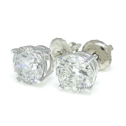 Brincos femininos de diamante redondo em forma de cravo 4 quilates ouro branco 14K - harrychadent.pt