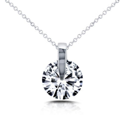 Round Solitaire Diamond Necklace Pendant 2.0 Carat White Gold 14K
