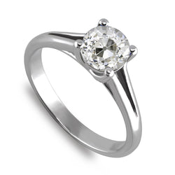 Round Solitaire Old Mine Cut Diamond Ring Split Shank 2 Carats Gold