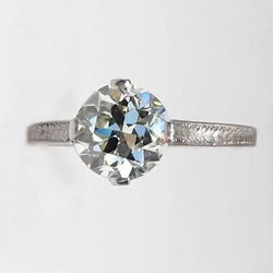 Round Solitaire Old Miner Real Diamond Ring 2 Carats White Gold 14K