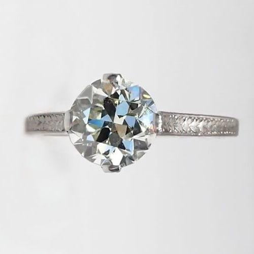 Solitário redondo antigo mineiro anel de diamante 2 quilates em ouro branco 14K - harrychadent.pt