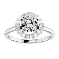 Round Solitaire Ring Old Mine Cut Real Diamond Ladies Jewelry 2 Carats