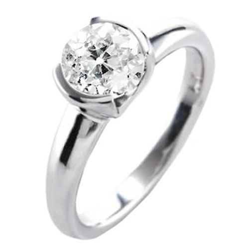 Anel de casamento redondo solitário antigo mineiro de diamante conjunto de meia moldura de 1 quilate - harrychadent.pt