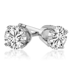 Round Stud Diamond Earring 2 Ct Fine Women Jewelry 14K White Gold