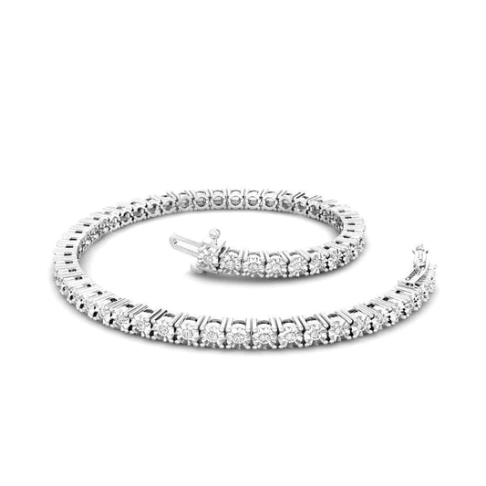 Pulseira de tênis redonda com corte de diamante montagem ouro branco maciço 14 K 4,60 quilates