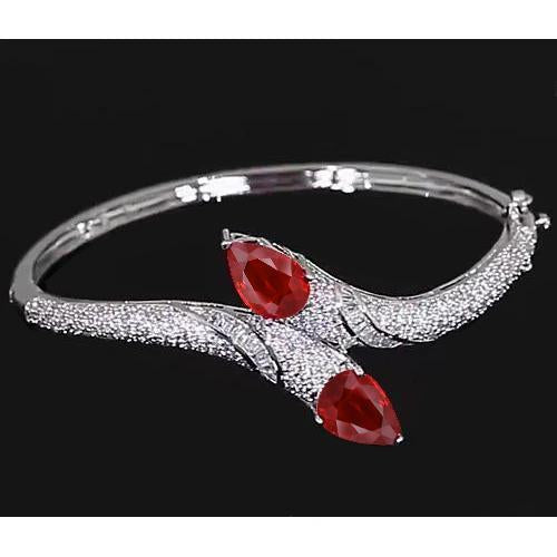 Pulseira de diamante rubi 18 quilates feminino joias de ouro branco novas - harrychadent.pt
