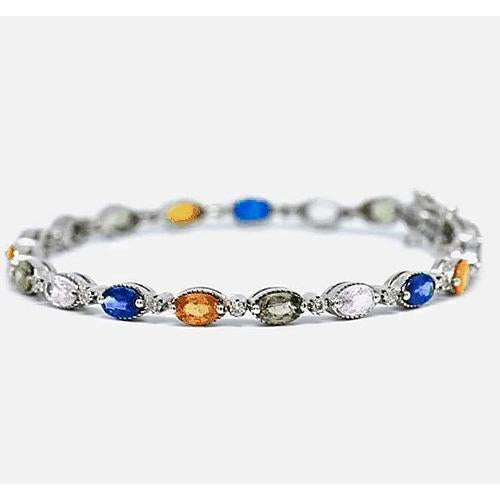 Conjunto de pinos de safira com pulseira de tênis de 14.5 quilates Pedras de ouro branco 14K - harrychadent.pt