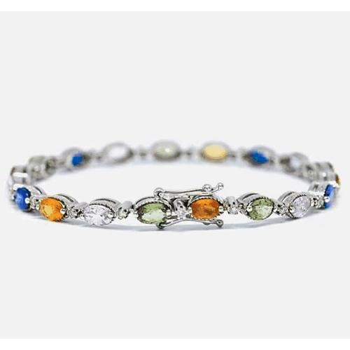 Conjunto de pinos de safira com pulseira de tênis de 14.5 quilates Pedras de ouro branco 14K - harrychadent.pt