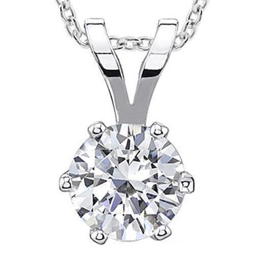 Conjunto de seis pontas solitaire colar de diamante pingente 1.50 quilates WG 14K - harrychadent.pt