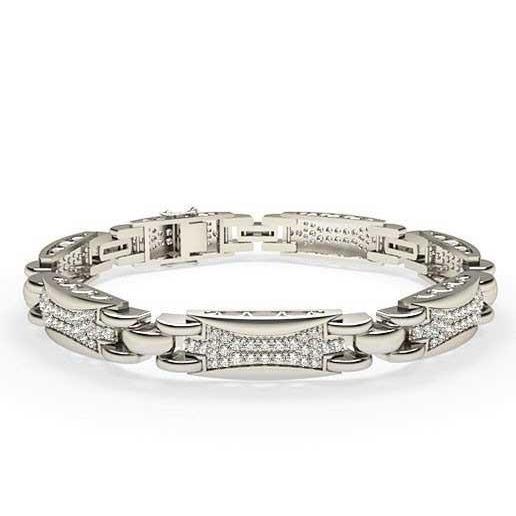 Pulseira masculina de 6 quilates de diamantes lapidação brilhante pequeno WG 14K - harrychadent.pt