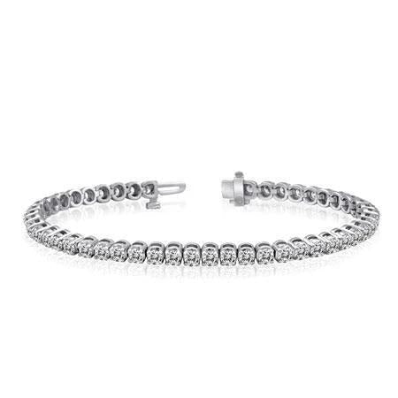 Bracelete de senhora tênis com corte redondo pequeno de 5 quilates e diamantes ouro branco 14K - harrychadent.pt