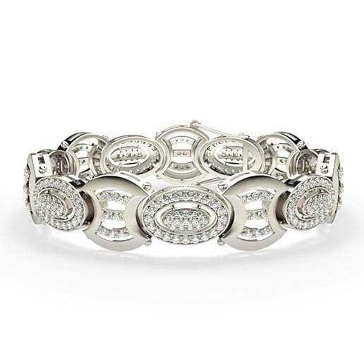 Pulseira masculina de diamantes redondos pequenos 11,50 quilates Wg 14K - harrychadent.pt
