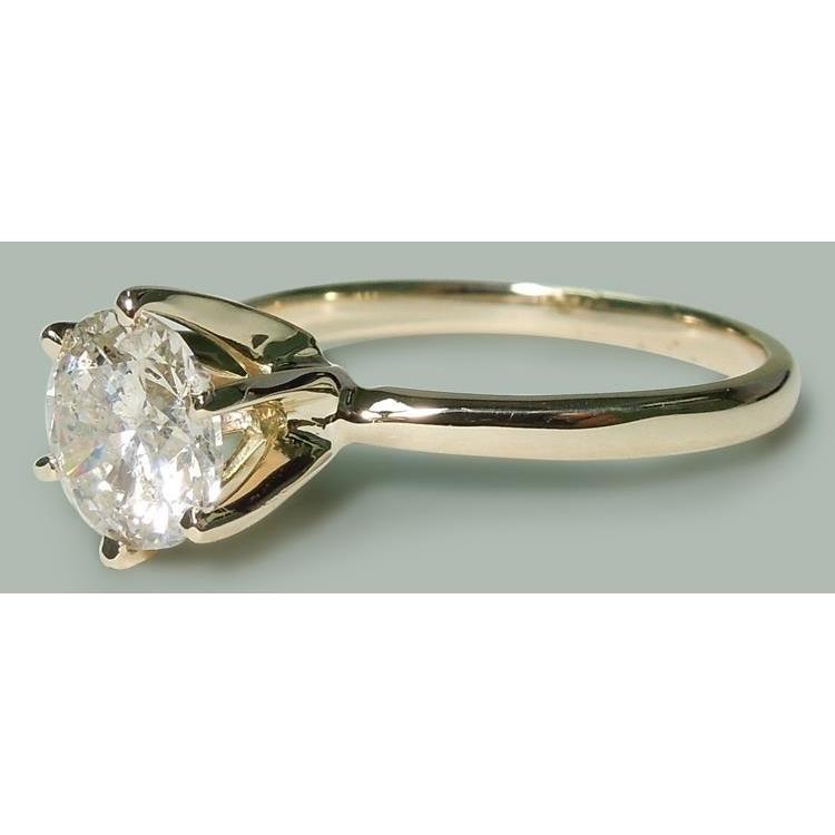 Solitaire 1.50 quilates redondo diamante anel ouro amarelo 14K - harrychadent.pt