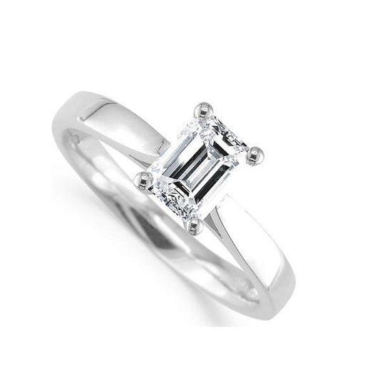 Solitaire 2 quilates de diamante com corte esmeralda anel de noivado em ouro branco 14K - harrychadent.pt