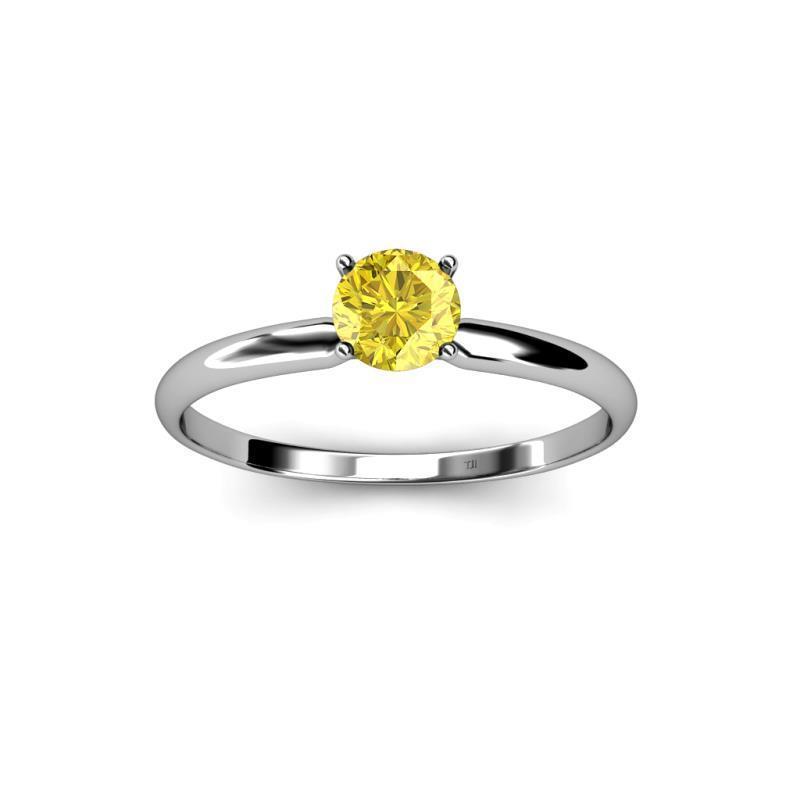 Solitaire 2 ct amarelo safira anel ouro branco 14K - harrychadent.pt