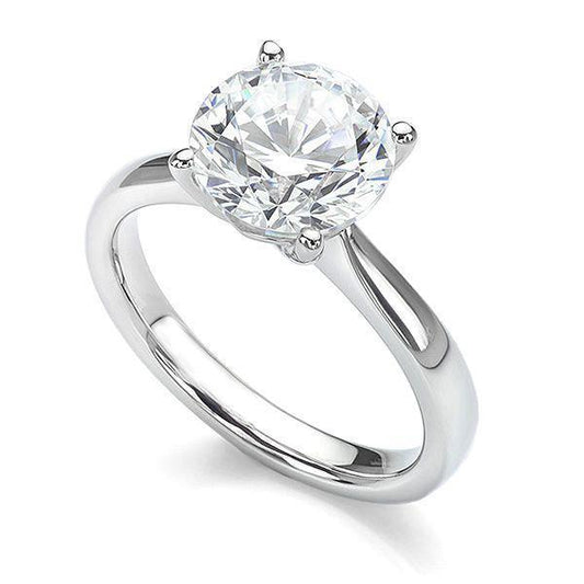 Solitaire 2.75 quilates com corte redondo de diamante anel de casamento em ouro branco - harrychadent.pt