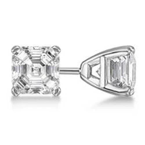 Solitaire Asscher Cut Diamond Stud Brincos de pino conjunto de 2 quilates WG 14K - harrychadent.pt