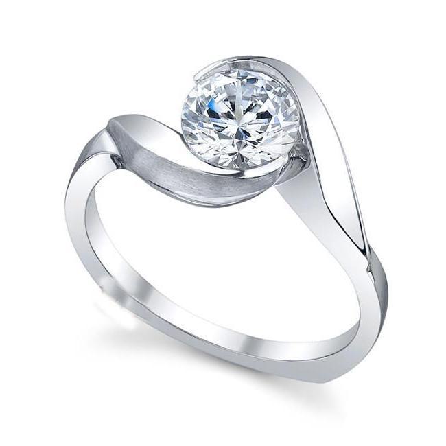 Conjunto de moldura de paciência com corte redondo anel de noivado de diamante de 2.25 ct - harrychadent.pt