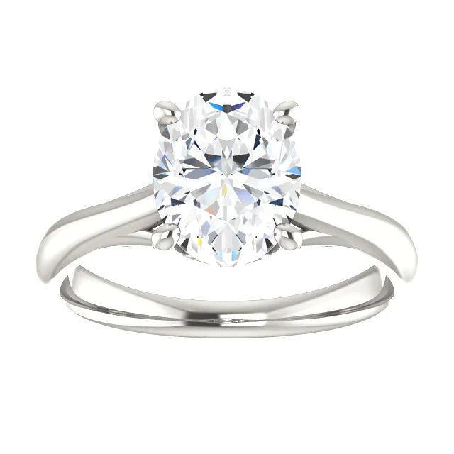 Anel de diamante oval solitário com cravação de catedral 4 quilates joias femininas