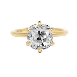 Solitaire Cushion Old Mine Cut Real Diamond Ring 3.50 Carats Ladies Jewelry