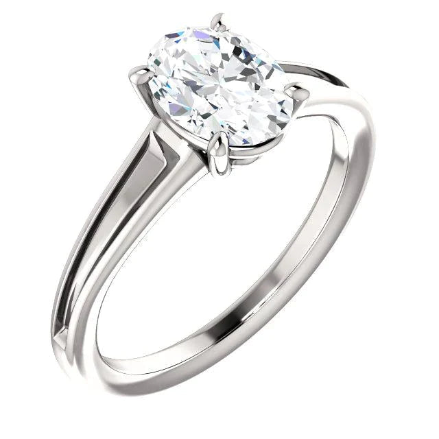 Anel de noivado solitário de diamante 3,50 quilates 4 pontas corte oval