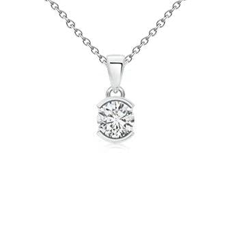 Solitaire Diamond Necklace Pendant 0.30 Ct. Configuração de meio moldura WG 14K - harrychadent.pt