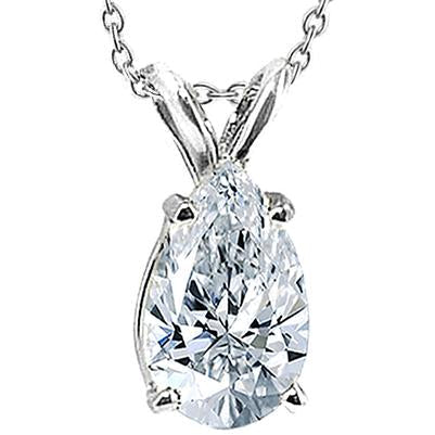 Colar com pingente de pêra de diamante solitário 2.5 ct. Ouro Branco 14K - harrychadent.pt