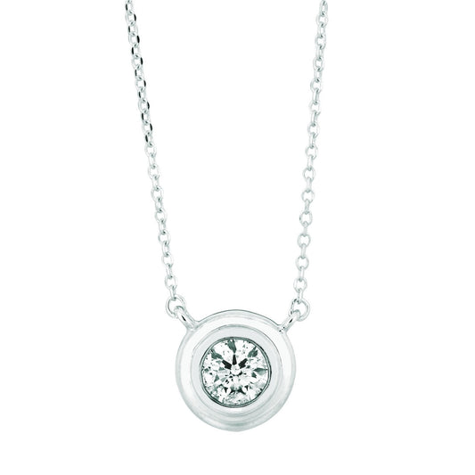 Solitaire Diamond Pendant Bezel Necklace 0.50 quilates em ouro branco 14K - harrychadent.pt