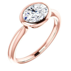 Solitaire Diamond Ring 4 Carats Bezel Setting Rose Gold Jewelry
