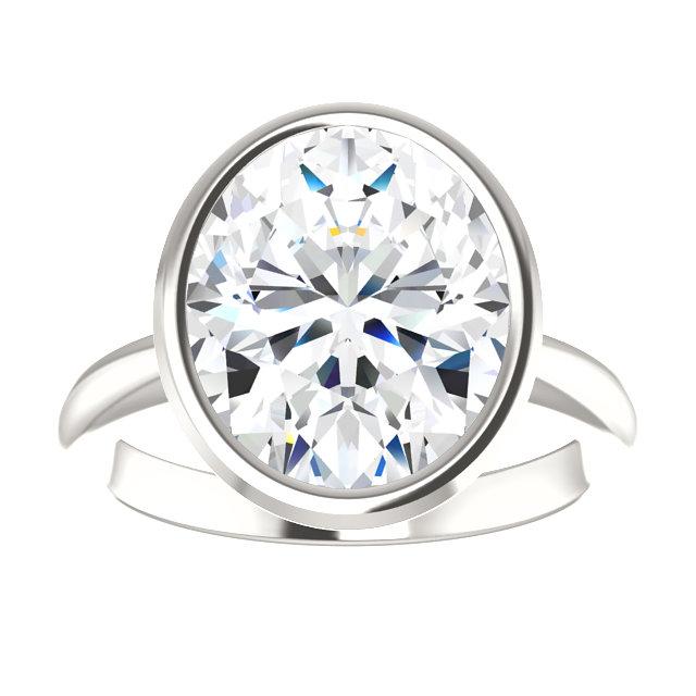 Solitaire Diamond Ring 4 quilates Oval Bezel Setting ouro branco - harrychadent.pt