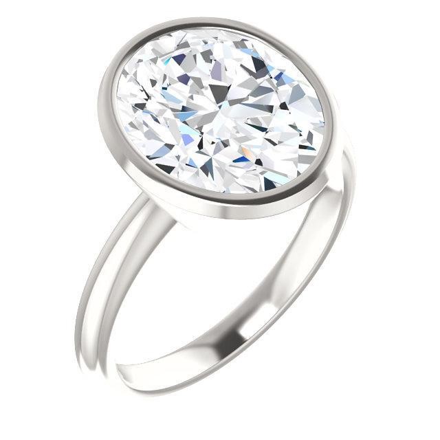 Solitaire Diamond Ring 4 quilates Oval Bezel Setting ouro branco - harrychadent.pt