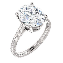 Solitaire Diamond Ring 4 Carats Rope Style Shank Women Jewelry